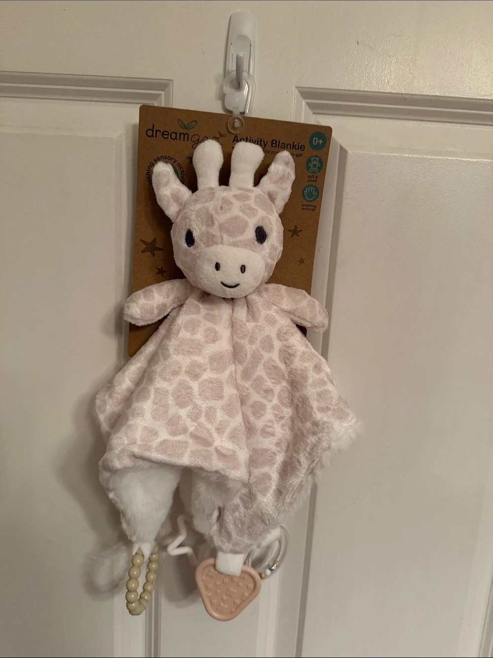 Dream Gro Giraffe Security Baby Blanket Activity Blankie Teether Plush Dreamgro
